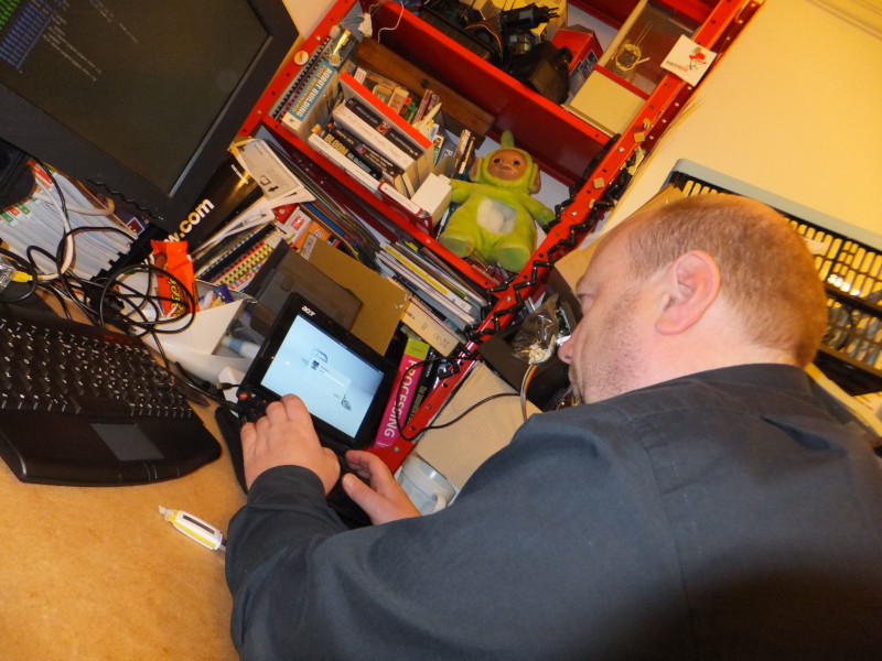 Working on a laptop